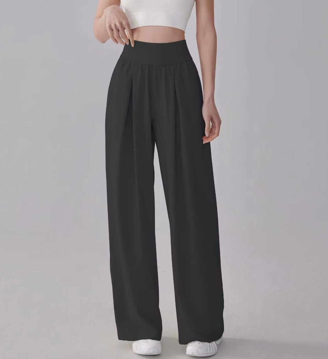 Thin Quick-drying Nylon Spandex Solid Sporty Women's Summer Drape Loose Cool Feeling Boot Cut Full Length Pants