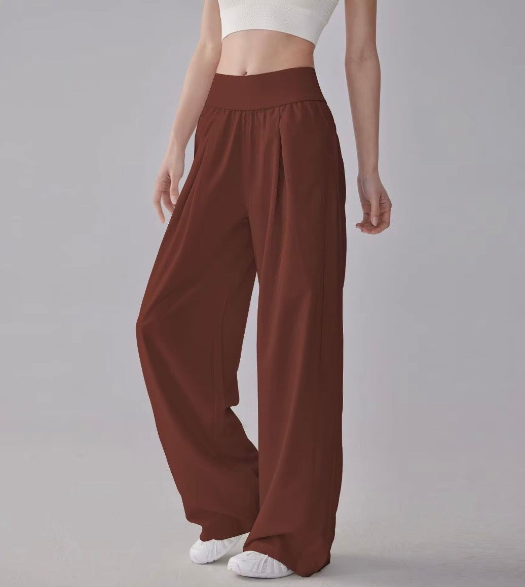 Thin Quick-drying Nylon Spandex Solid Sporty Women's Summer Drape Loose Cool Feeling Boot Cut Full Length Pants