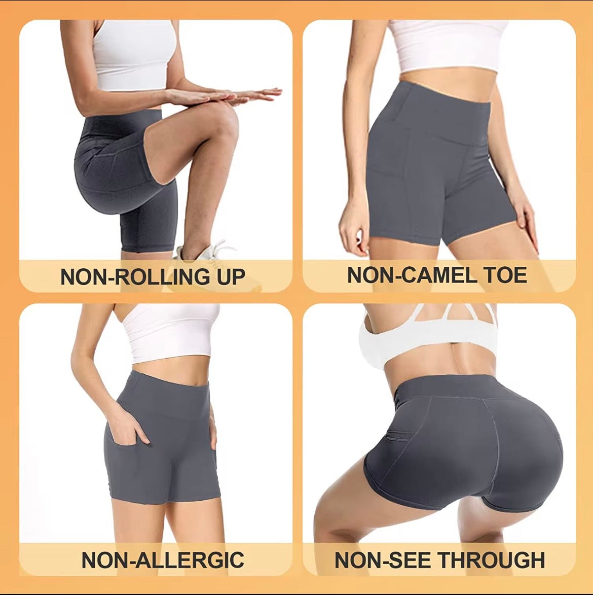 High Waisted Biker Shorts With Pocket for Running Cycling Super Soft Workout Yoga Shorts for Women