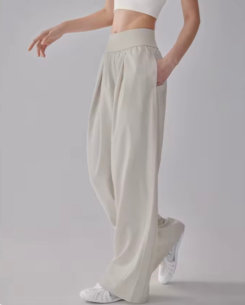 Thin Quick-drying Nylon Spandex Solid Sporty Women's Summer Drape Loose Cool Feeling Boot Cut Full Length Pants